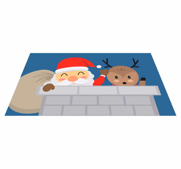 Kikker nisse og rein Jul vinyl teppe - Tenstickers