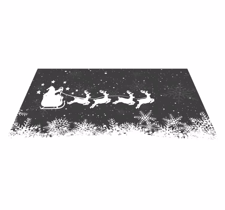 Julenissens sledescene Jul vinyl teppe - Tenstickers