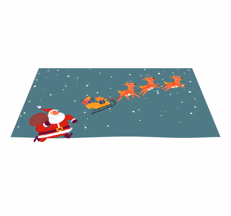 Julenissens sledetur Jul vinyl teppe - Tenstickers