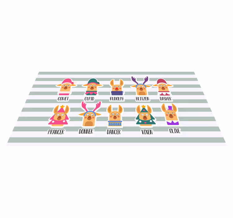 Samling av reinsdyrfigurer Jul vinyl teppe - Tenstickers
