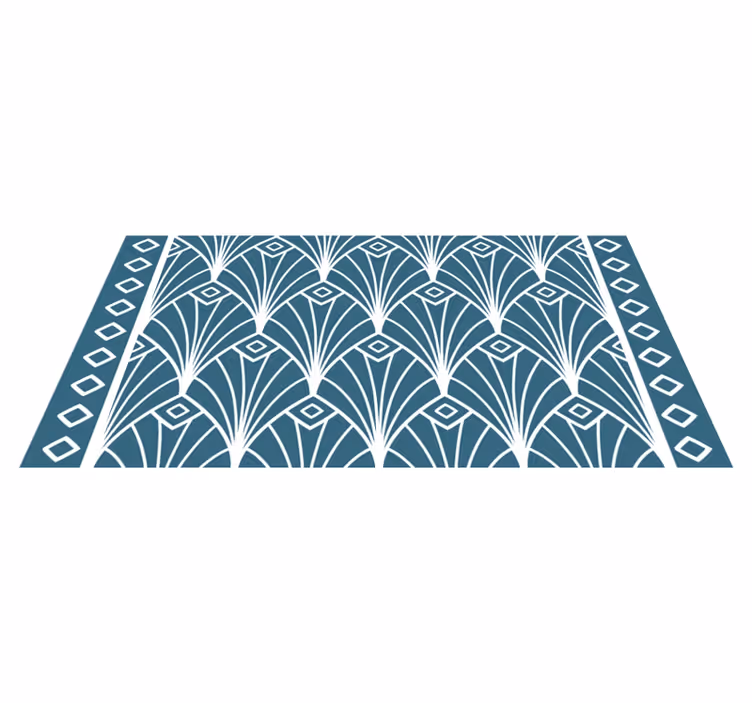 Moderne kunst blå og hvit deco mønster vinyl teppe geometrisk - Tenstickers