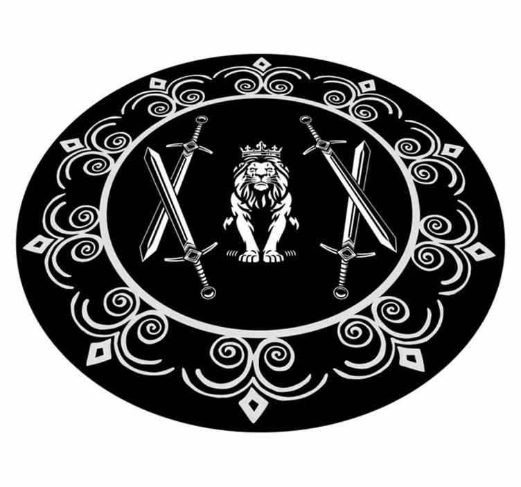Majestetisk løveemblem vinyl teppe rund - Tenstickers