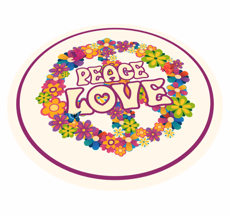 Fredelig budskap vinyl teppe blomster og planter - Tenstickers