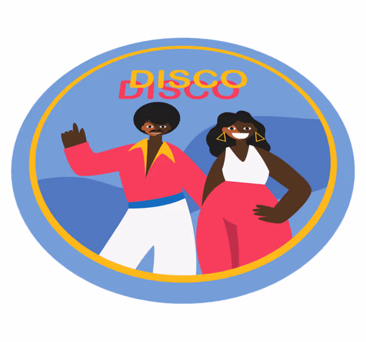 Stilig disko-stemning vinyl teppe rund - Tenstickers