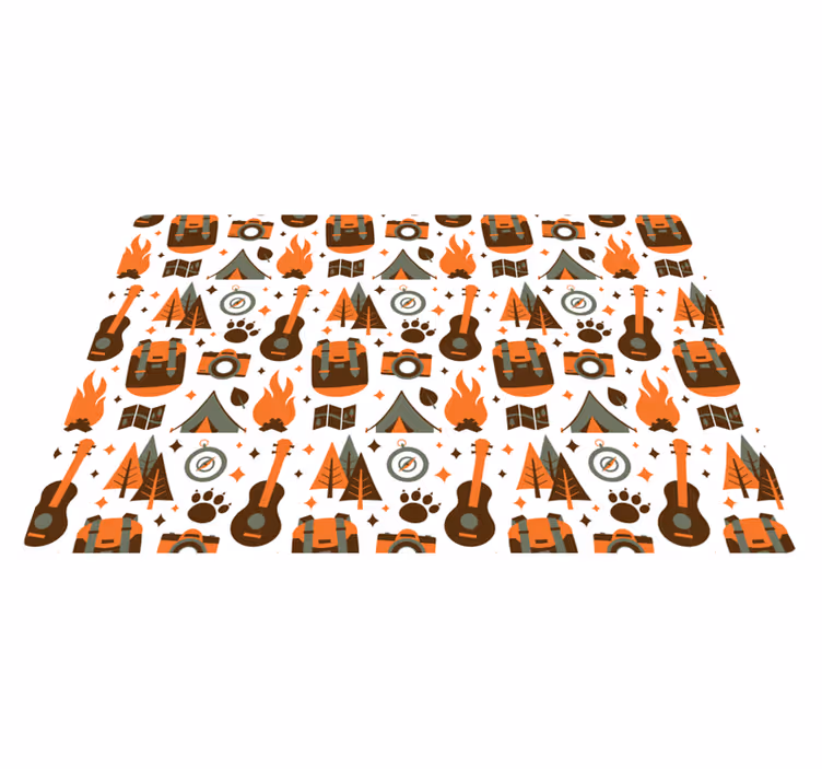 Ikoner for eventyrcamping Vinyl teppe flere barn - Tenstickers