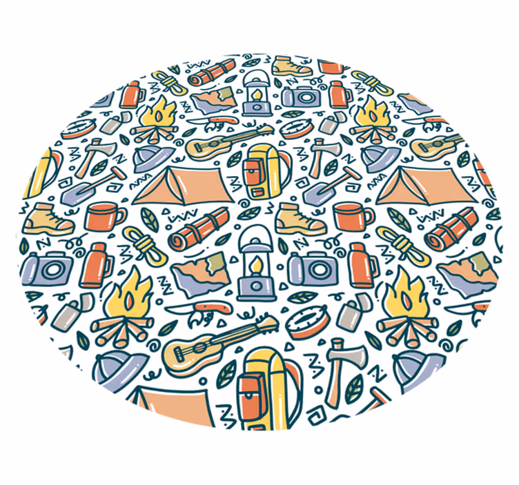 Håndtegnede fjell og campingstoff vinyl teppe soverom - Tenstickers