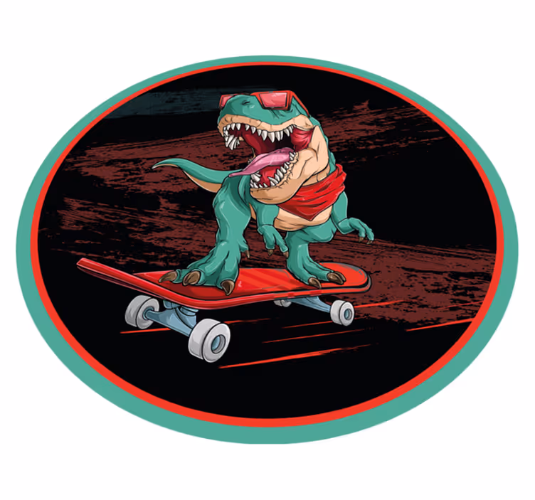Kul skateboard-dinosaur vinyl teppe ungdom - Tenstickers