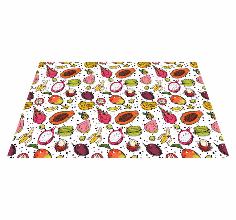 Tropisk frukt mønster vinyl teppe blomster og planter - Tenstickers
