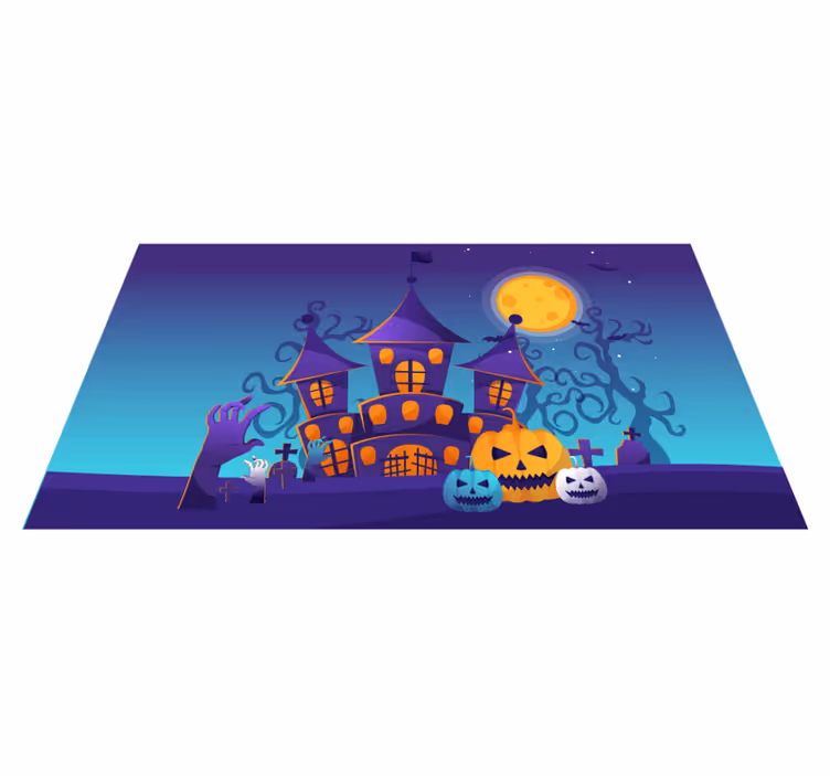 Hjemsøkt slottscene Halloween vinyl teppe - Tenstickers