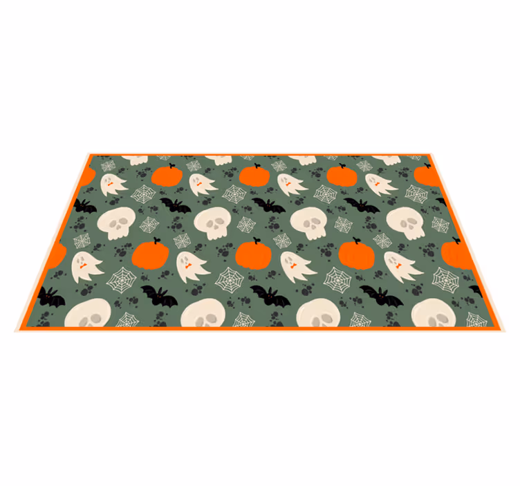 Skummelt gresskarmønster Halloween vinyl teppe - Tenstickers