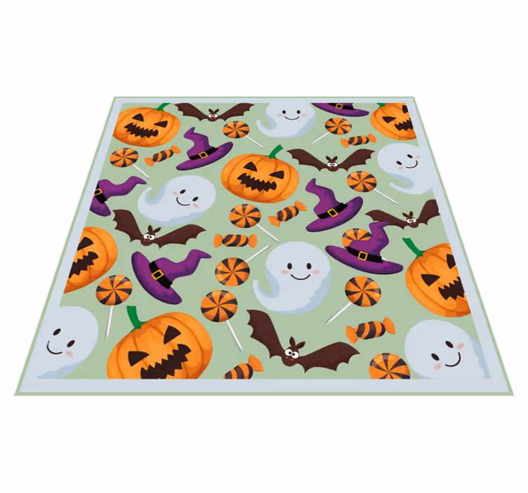 Tegneserie spøkelser med hattemønster Halloween vinyl teppe - Tenstickers