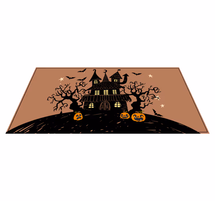 Hjemsøkt husscene Halloween vinyl teppe - Tenstickers