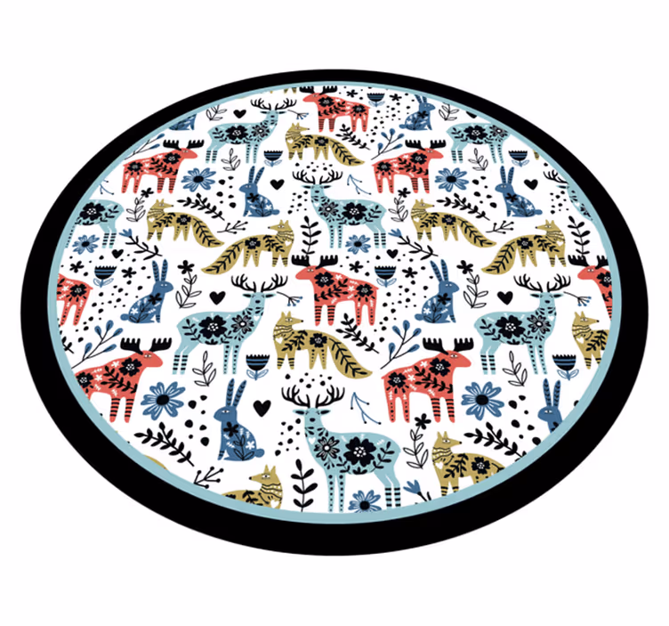 Fargerike dyremønstre vinyl teppe baby - Tenstickers