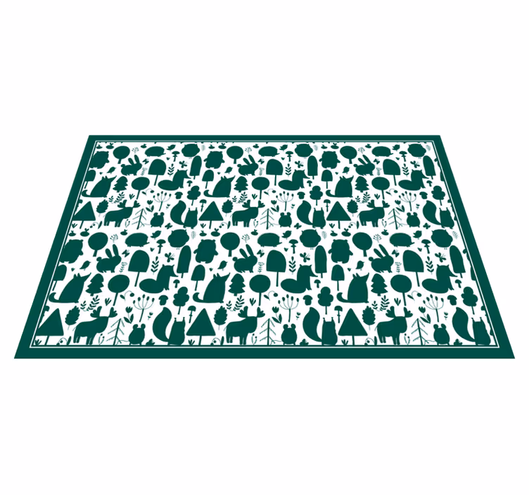 Skog, vill dyr, silhouette vinyl teppe stue - Tenstickers