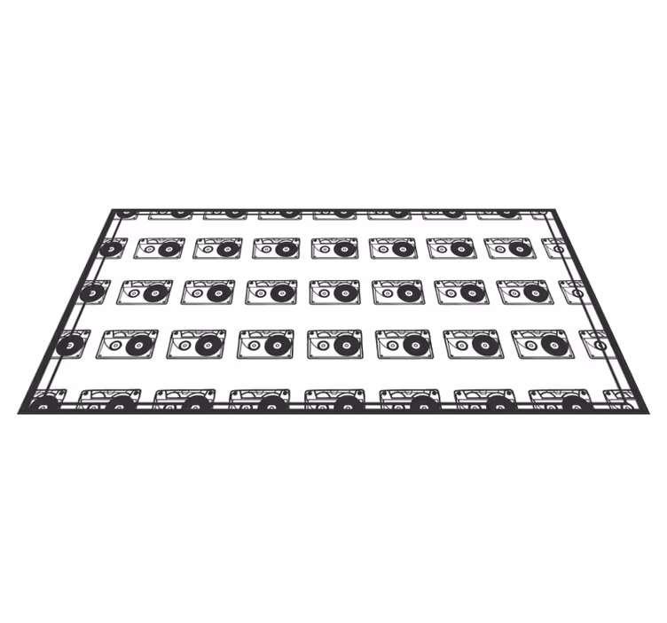 Svart og hvit 80 -tallskassett vinyl teppe vintage - Tenstickers