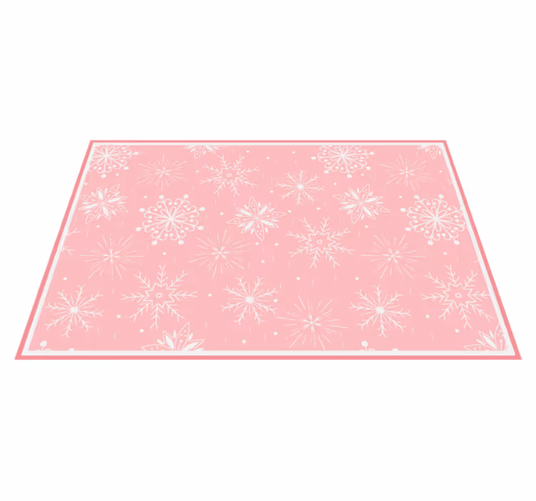 Rosa snøfnuggmotiv Jul vinyl teppe - Tenstickers