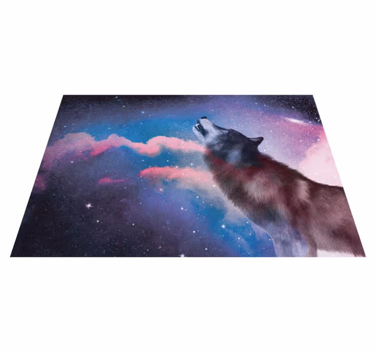 Hvit ulv hyler mot stjernene vinyl teppe natur - Tenstickers