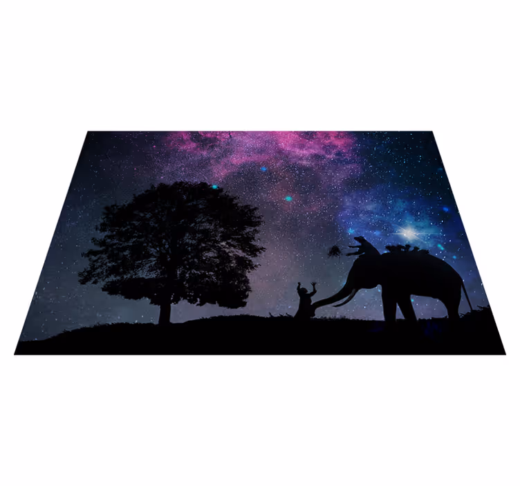 Kosmisk elefanteventyr vinyl teppe dyr - Tenstickers