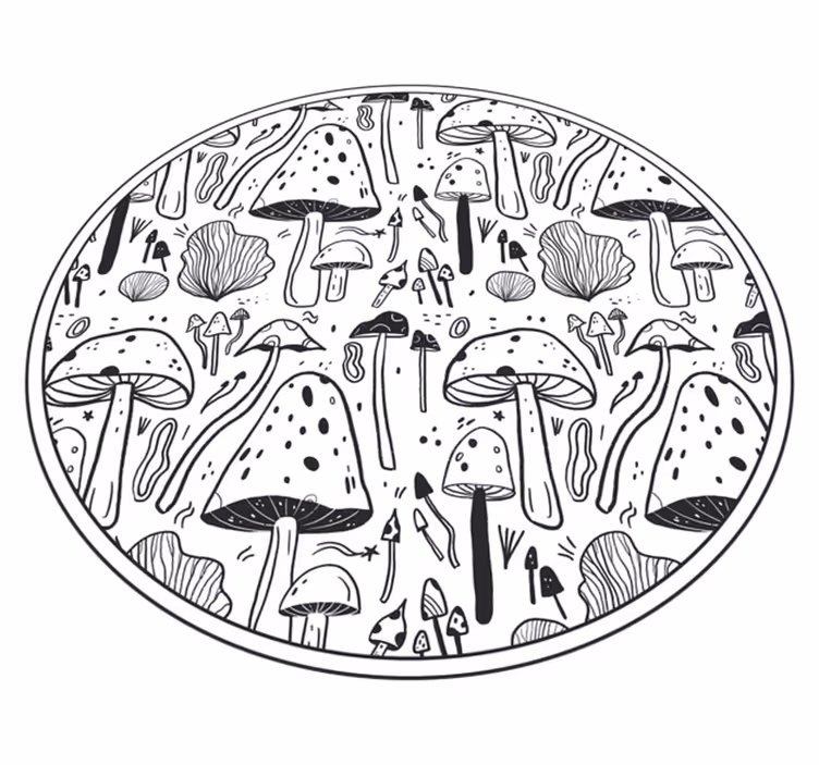 Vinyl teppe natur svart og hvit sopp - Tenstickers