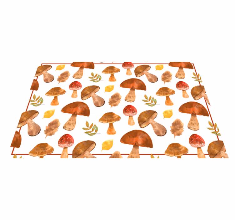 Sopp og blad vinyl teppe natur - Tenstickers