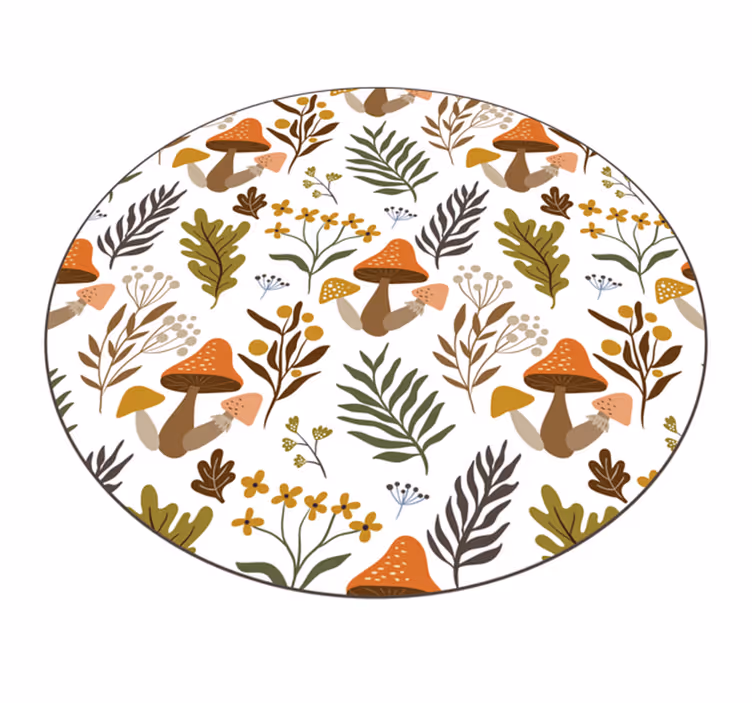 Vintage sopp og høstløv vinyl teppe blomster og planter - Tenstickers
