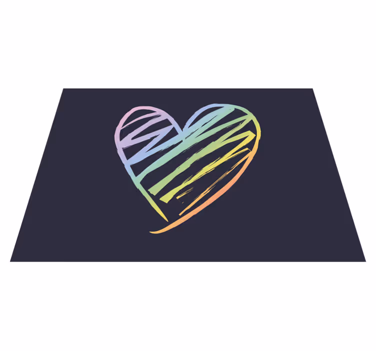 Regnbuehjerte vinyl teppe ungdom - Tenstickers