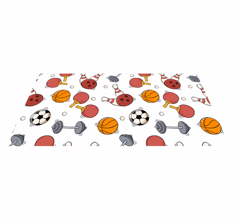 Sportslige morsomme elementer vinyl teppe ungdom - Tenstickers
