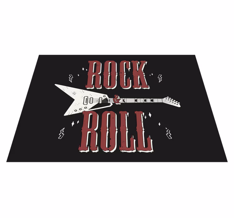 Rock n' roll med gitardesign vinyl teppe soverom - Tenstickers