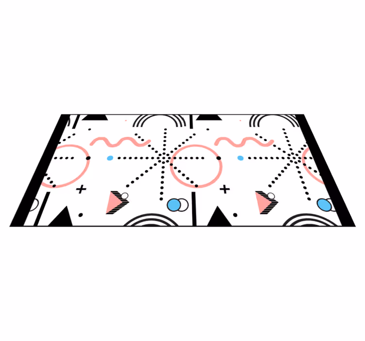 Hvitt geometrisk mønster vinyl teppe moderne - Tenstickers