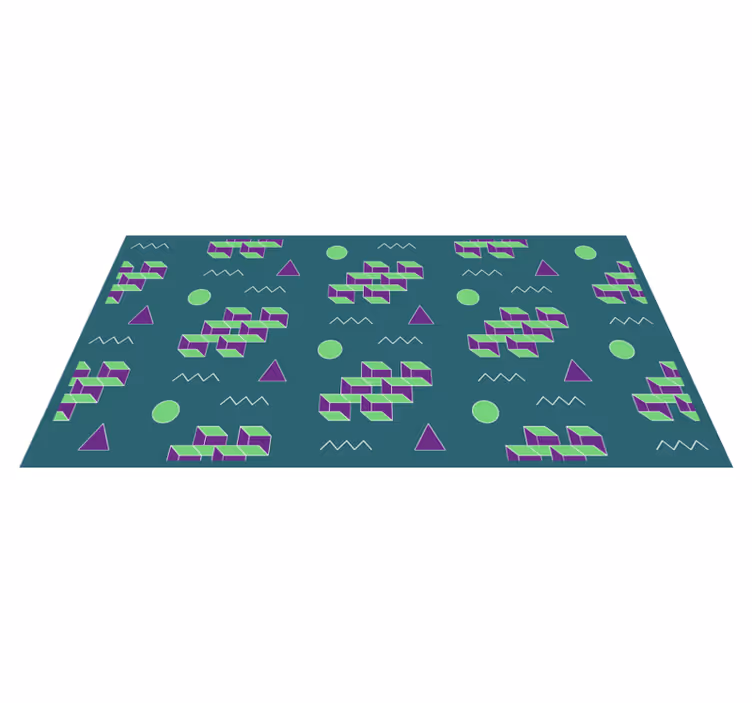 Fargerike blokkformer vinyl teppe vintage - Tenstickers