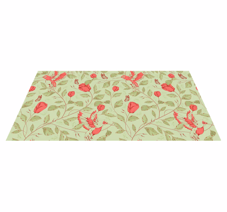 Kolibri blomstermønster vinyl teppe mottak - Tenstickers