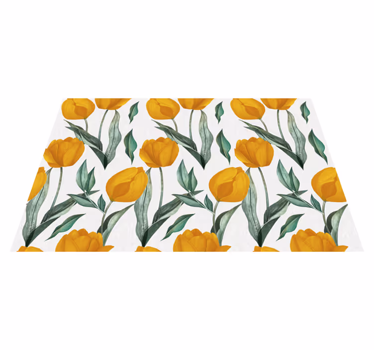 Knallgule tulipaner vinyl teppe blomster og planter - Tenstickers