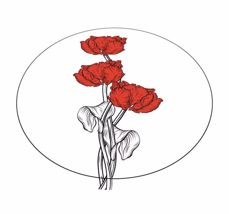 Rødt blomsterarrangement bad vinyl teppe - Tenstickers