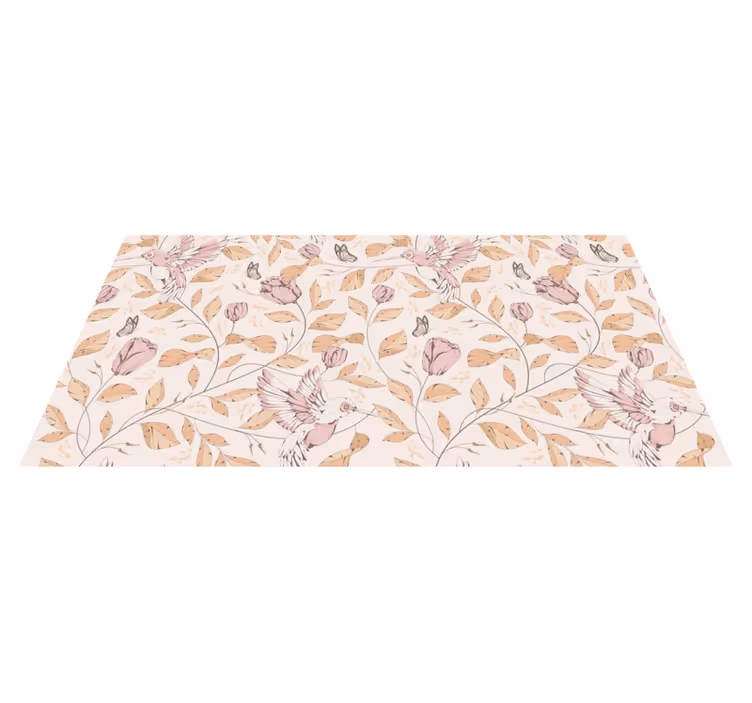 Tulipaner mønster beige farger vinyl teppe blomster og planter - Tenstickers