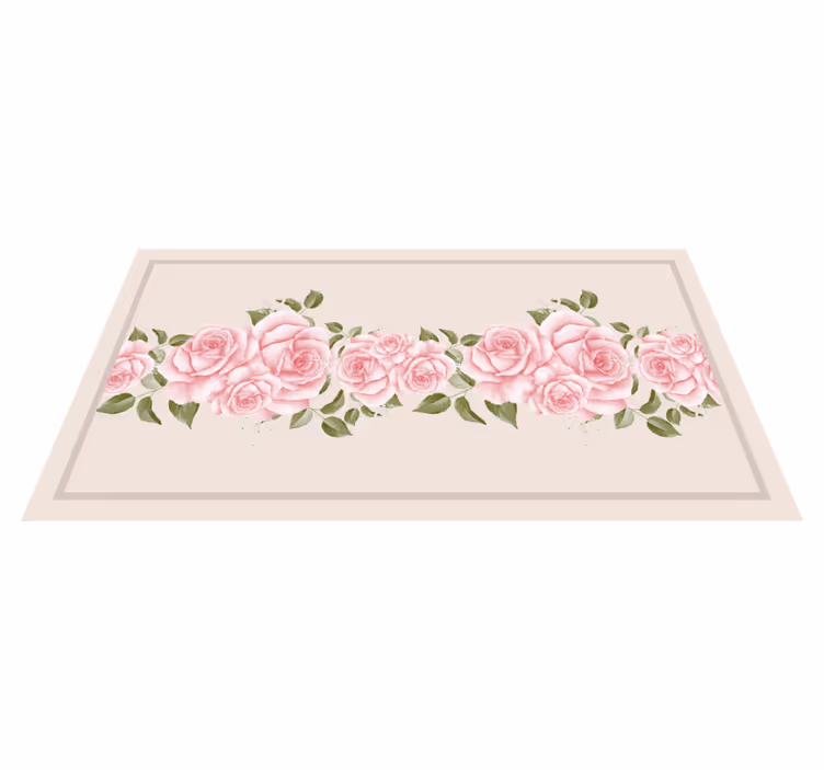Rosa rosekant vinyl teppe blomster og planter - Tenstickers