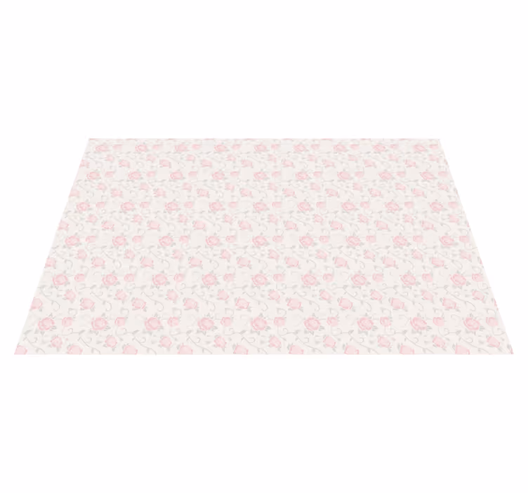 Delikat rosemønster vinyl teppe blomster og planter - Tenstickers
