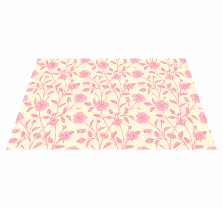 Sjarmerende rosa flora vinyl teppe blomster og planter - Tenstickers