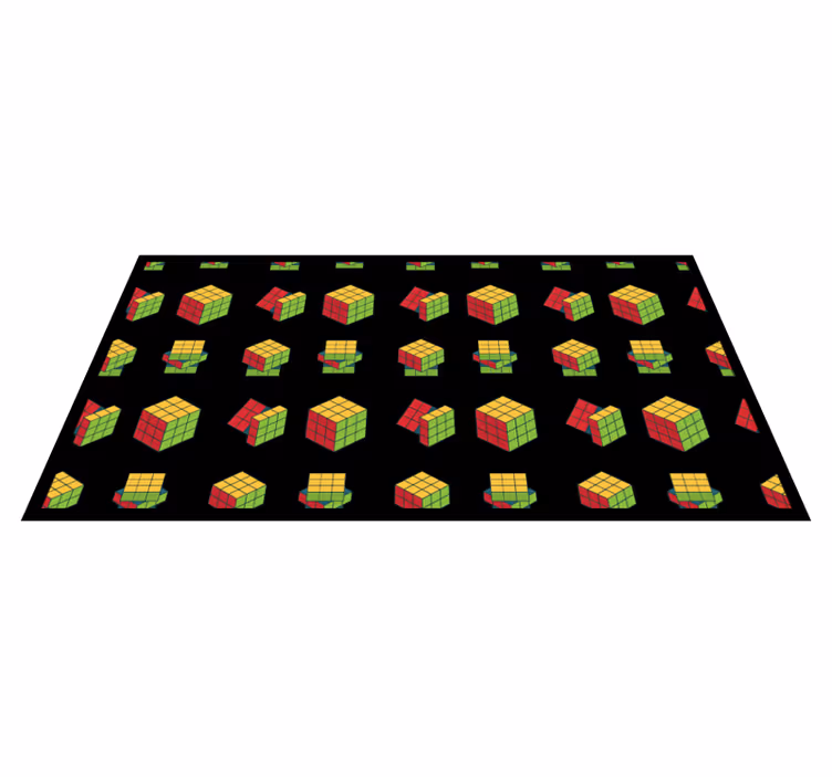 Rubiks kube mønster vinyl teppe spill - Tenstickers