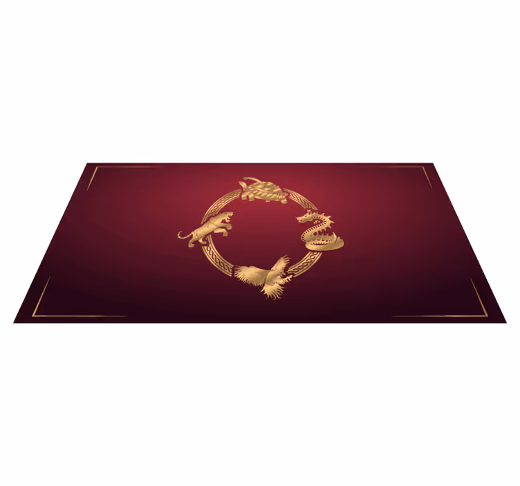 Fire symboler dragetiger vinyl teppe dyr - Tenstickers