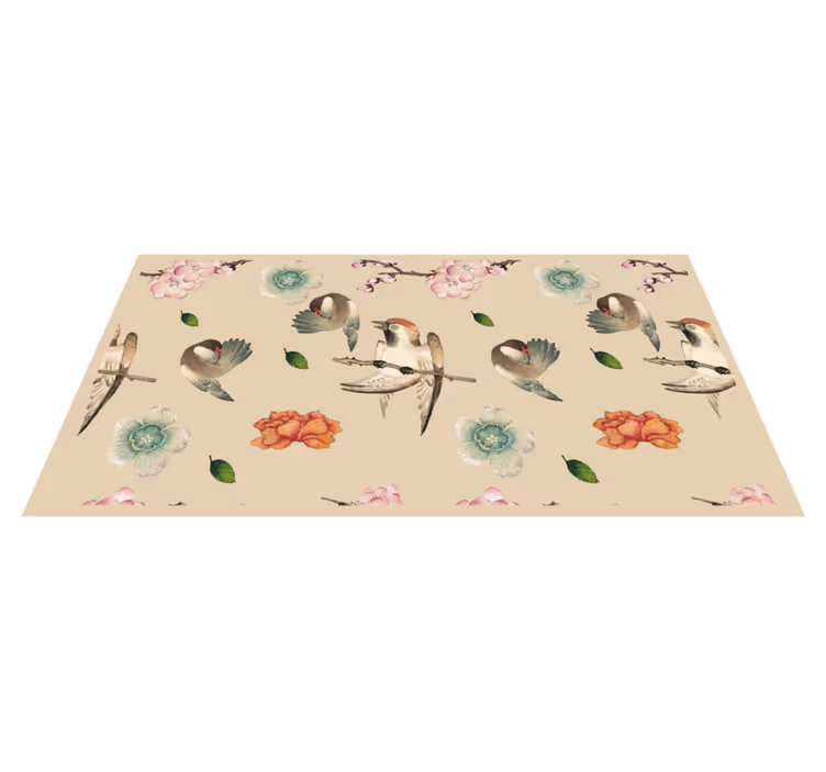 Vinyl teppe dyr fugler og blomster - Tenstickers