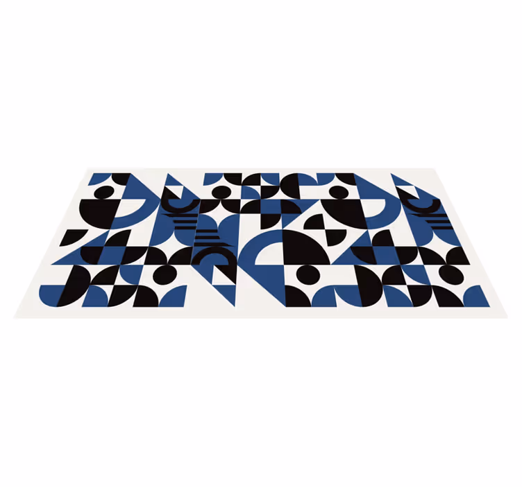 Blått og svart puslespill urban design vinyl teppe stue - Tenstickers