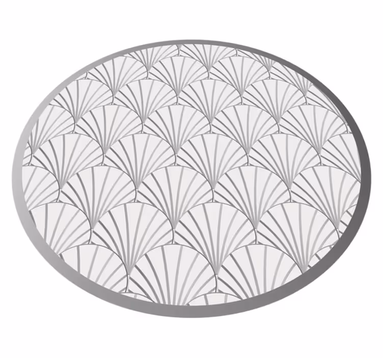 Art deco hvite skallmønster vinyl teppe hydraulisk - Tenstickers