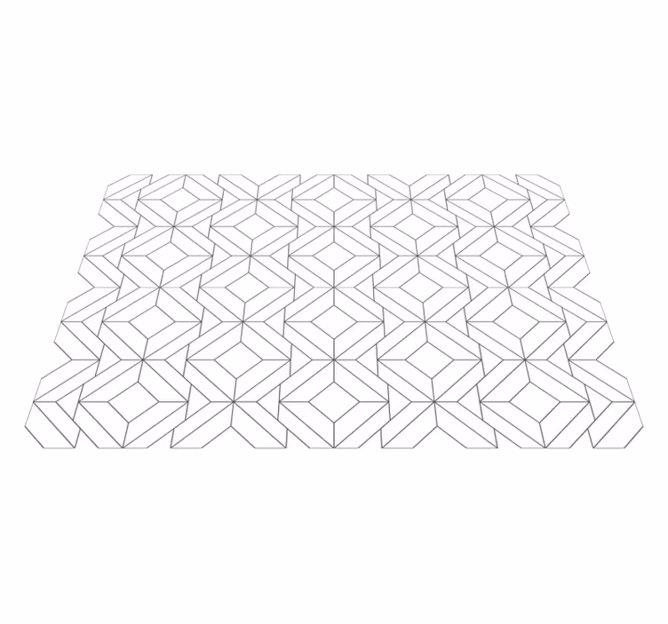 Hvitt japandi geometrisk mønster vinyl teppe nordisk - Tenstickers