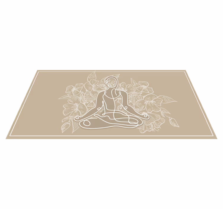 Meditativ blomstersilhuett vinyl teppe natur - Tenstickers