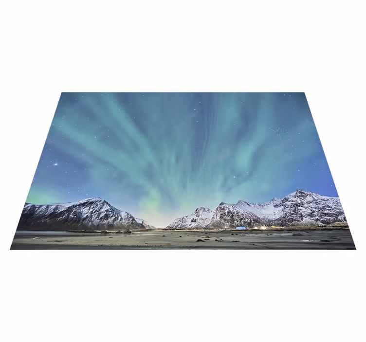 Nordlys i fjell vinyl teppe soverom - Tenstickers
