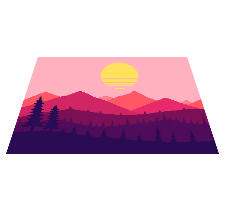 Solnedgang fjellutsikt vinyl teppe natur - Tenstickers