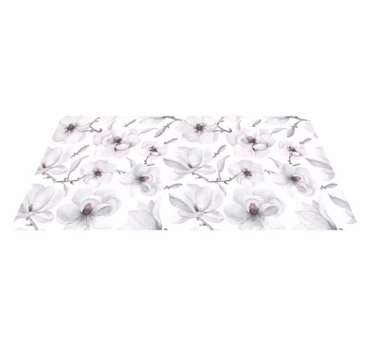 Mykt grått konsept vinyl teppe blomster og planter - Tenstickers