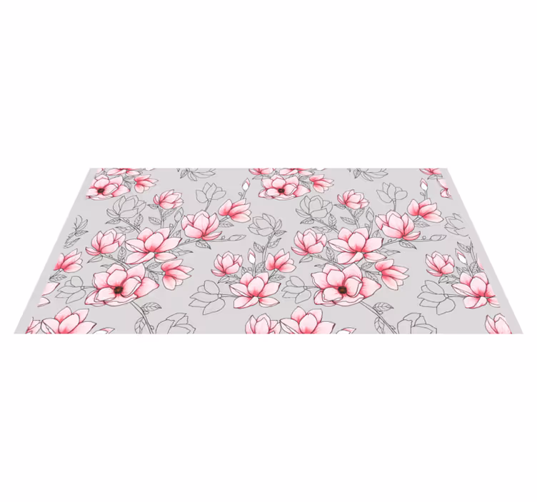 Rosa blomst mønster vinyl teppe blomster og planter - Tenstickers