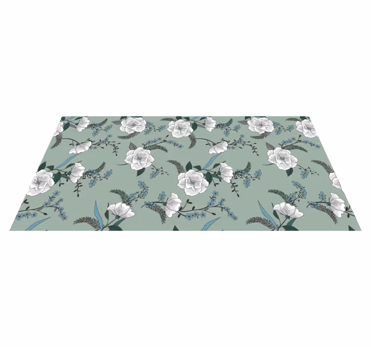 Vakkert hvitt magnoliatre vinyl teppe blomster og planter - Tenstickers