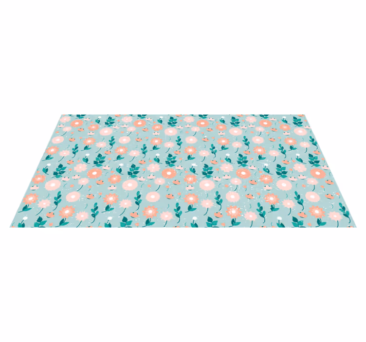 Floral vårmønster vinyl teppe blomster og planter - Tenstickers